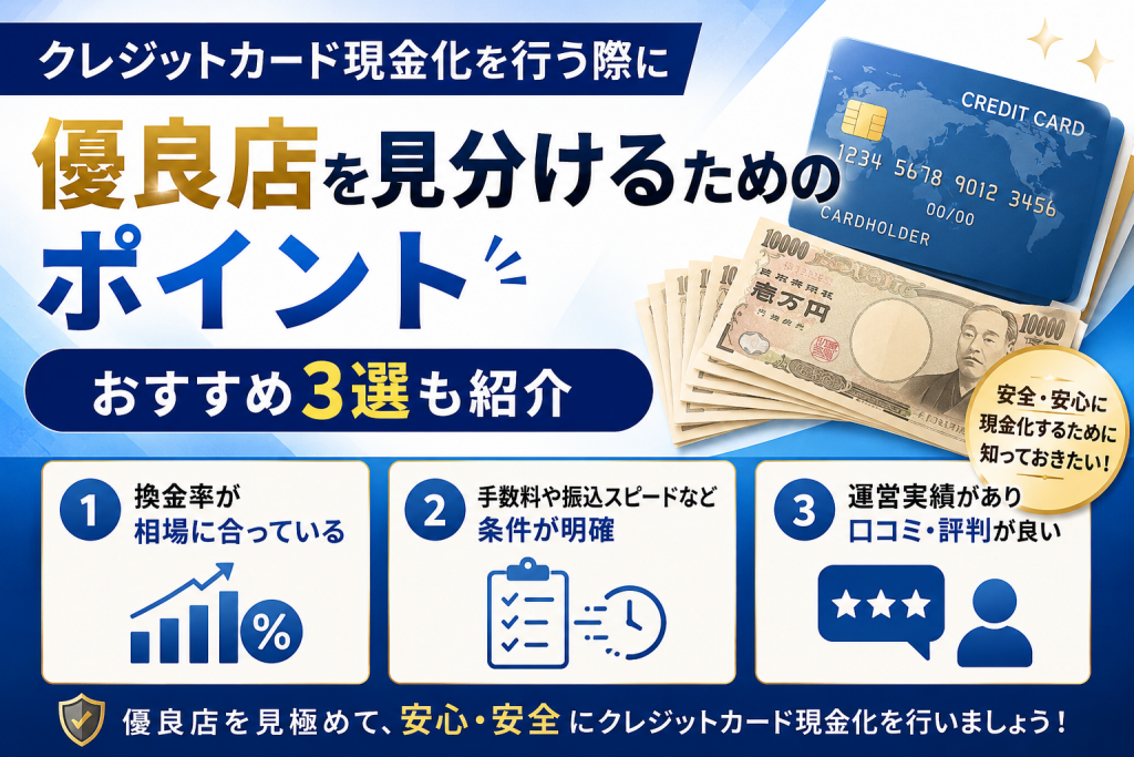 クレジットカード現金化を行う際に、優良店を見分けるためのポイント｜おすすめ3選も紹介