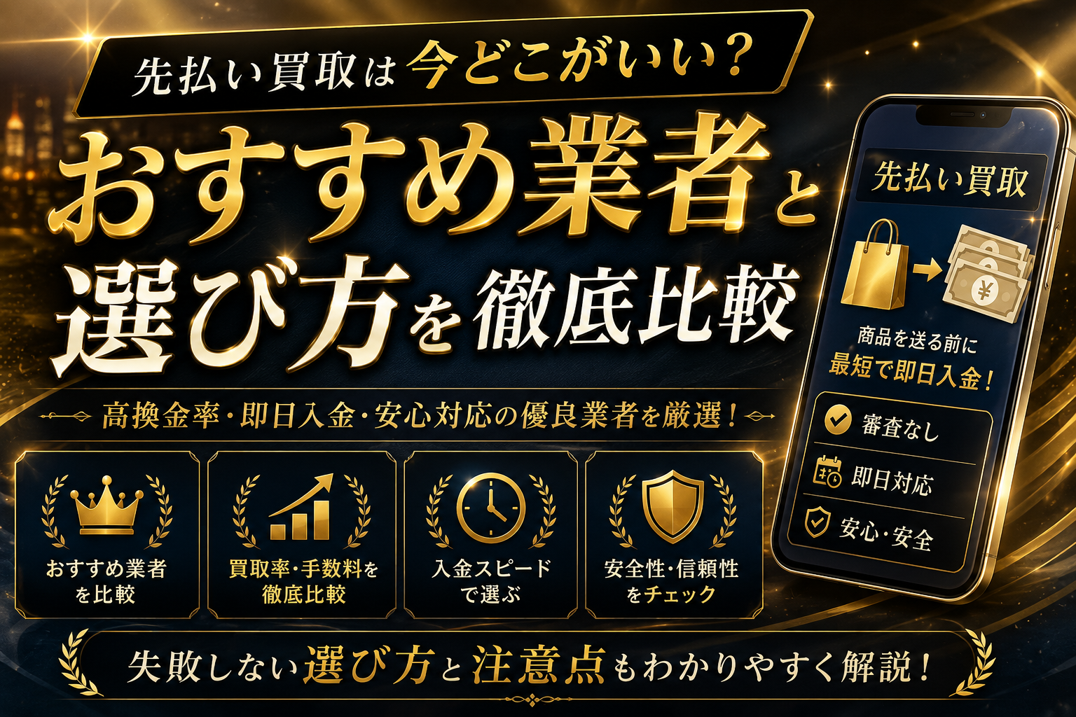 先払い買取は今どこがいい?2026年最新のおすすめ業者と選び方を徹底比較